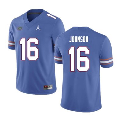 Men's Florida Gators #16 Tre'Vez Johnson NCAA Nike Blue Authentic Stitched College Football Jersey FUF1262GW